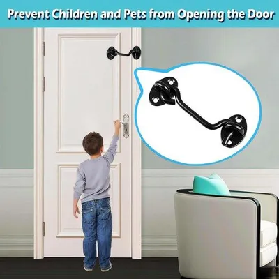 Produktbild von Famanu Schiebetürschloss mit Hakenverschluss - Verriegelung für Tür, Tor oder Fenster (15 cm)