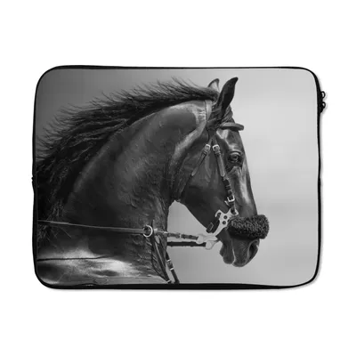 Produktbild von MuchoWow® Laptop Hülle 15 Zoll Pferde - Schwarz - Porträt - Tiere Laptoptasche - Laptoptasche - Sleeve - Rundum-Schutz