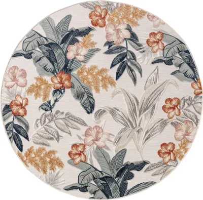Produktbild von benuta In- & Outdoor Teppich Flora Multicolor ø 200 cm rund Teppich Wohnzimmer Outdoorteppich Muster Kurzflor