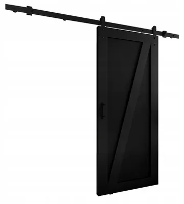 Produktbild von KierMoebel Schiebetür Komplettset LOFT ADIO 3 Schwarz 76x205x3,2 cm, Wohnzimmer Schiebetür