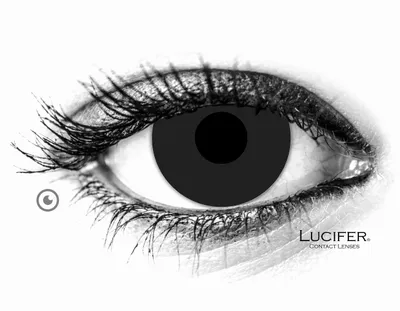 Produktbild von Lucifer® Black Out Farbige Kontaktlinsen - 2 Stück (1 Paar), Ohne Sehstärke