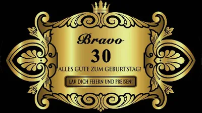 Produktbild von Oblique Unique Flaschenetikett Aufkleber gold elegant Geburtstag - Bravo 30