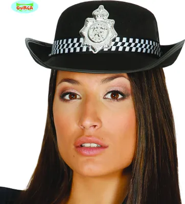 Produktbild von Polizei Karnevalshut Klassisch Schwarz Weiß Zubehör Party Kostüm Zubehör Verkleidung Fasching Uniform Akzent, Farbe: Schwarz