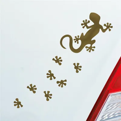 Produktbild von Auto Aufkleber Salamander Agame Echse Lizard Fußspuren 20x6 cm Gold Sticker Heckscheibenaufkleber
