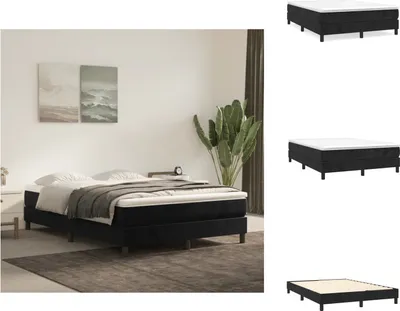 Produktbild von vidaXL Boxspringbett Schwarz 140x200 cm Samt - Betten & Bettgestelle