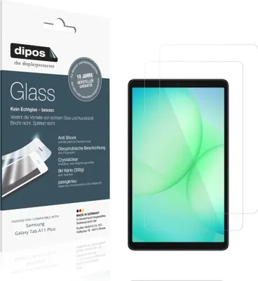 Produktbild von 2x Schutzfolie für Samsung Galaxy Tab A11 Plus - Anti-Shock 9H Folie dipos Glass Kunststoffglas