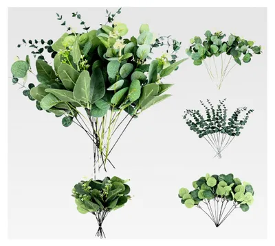 Produktbild von Künstliche Eukalyptuszweige, 35 Stück, konservierter Eukalyptus, dekorative Kunstpflanzen, realistisch, für Hochzeiten, Zuhause, Büro, Blumenarrangements