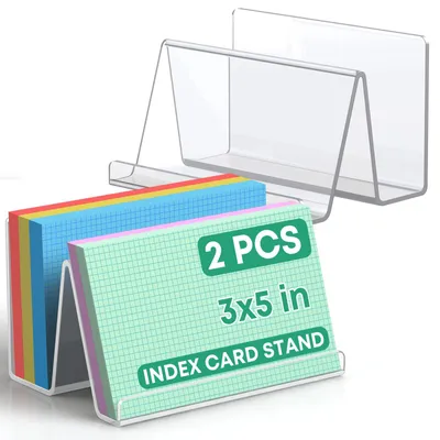 Obrázok produktu pre Držiak na vizitky, priehľadný akrylát – 2 priehradky, 12,7 x 8,1 x 8,1 cm