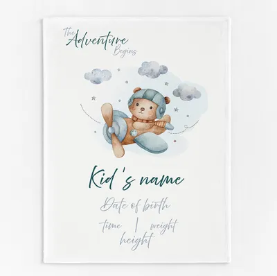 Produktbild von Personalisierte Babydecke mit Namen, 80 x 120 cm, Jungen und Madchen, Minky, Kinderdecke zur Geburt [081]
