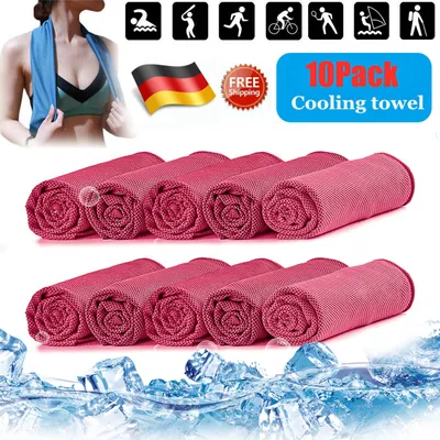 Produktbild von 10X Kühlendes Sporthandtuch Fitness Abkühlung Handtuch Kühlhandtuch Kühltuch Cooling Towel Sport Fitness Sporthandtücher