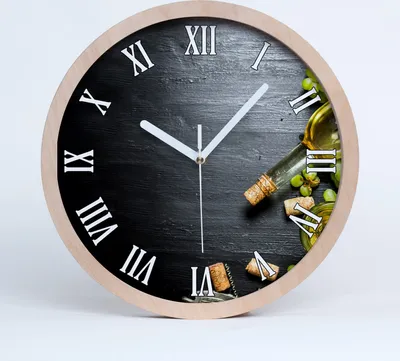 Produktbild von Holzuhr 30fi cm wanduhr - weiße Spitzen - Weißwein und Obst