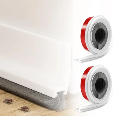 Produktbild von Zugluftstopper 2 Stück 100 × 3 cm Zugluftstopper mit Bürste, Türbürstendichtung, selbstklebend, weiß, Insektenschutz, staubdicht, Türbesen selbstklebe