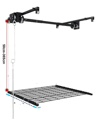 Immagine prodotto di Sistema di sollevamento a soffitto per garage, con chiusura di sicurezza manuale, sistema a manovella, dimensioni 1,2 x 1,2 metri