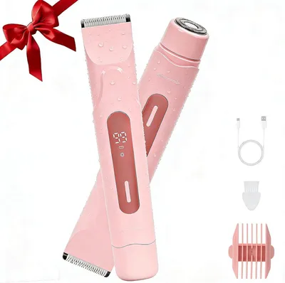 Image de Rasoir électrique double tête pour femmes, rechargeable par USB-C, étanche IPX7 avec écran LED, idéal pour le visage, les jambes, les aisselles. Rasoir pour femmes