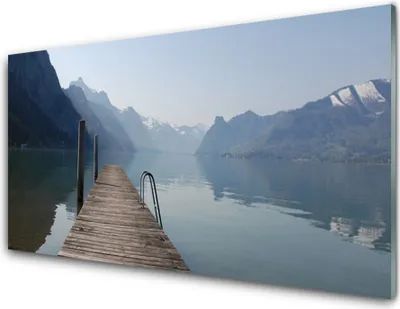 Produktbild von Acrylglasbilder 100x50 Wandbild Druck Gebirge See Brücke Architektur