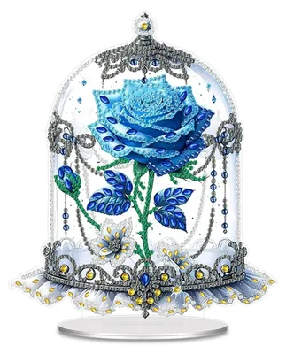 Immagine prodotto di Set per il diamond painting, rosa blu, 5D, ideale per decorazioni da tavolo, realizzato in resina acrilica