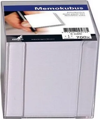 Produktbild von kangaro Zettelbox transparent bestückt 700 Blatt weiß
