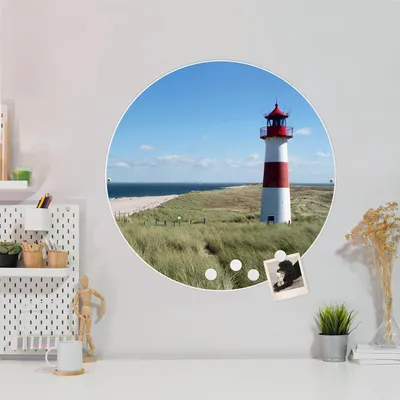 Produktbild von Design Stahlmagnettafel Weiß Rund 47cm Leuchtturm