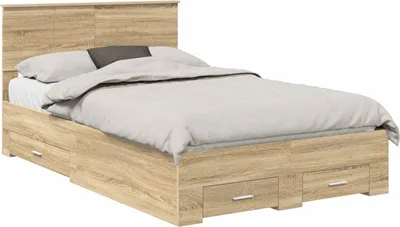 Produktbild von vidaXL Bettrahmen mit Kopfteil Sonoma-Eiche 120 x 200 cm Holzwerkstoff