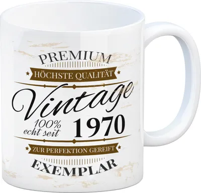 Produktbild von Vintage Tasse 100% echt seit 1970 Kaffeebecher [ber_jahrgeb]. Geburtstag