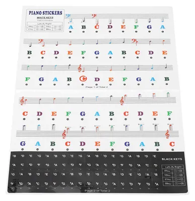 Produktbild von Klaviertastatur-Aufkleber für 88, 61, 54, 49 Tasten, PVC, abnehmbare Buchstaben, Anfänger und Kinder