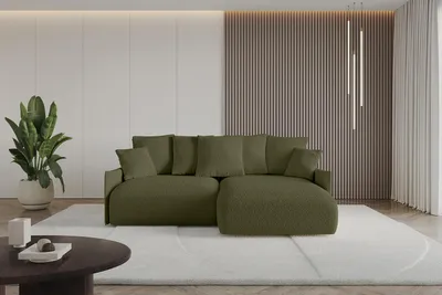 Produktbild von ALTDECOR Ecksofa mit Schlaffunktion und Bettkasten ONESK-L-v1 216x177x72 cm  Grün - Corner Sofa Eckcouch Couch L-Form  angeordnet Schlafcouch Ausziehbar Wohnlandschaft