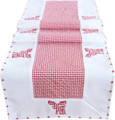 Obrázek produktu pro Heimtexland ® Stolní dekorace Vánoce Vichy kostkovaná losí aplikace dekorativní stolní prádlo typ292 stolní běhoun stolní stuha 40x140 cm