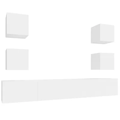 Produktbild von vidaXL 6-tlg. TV-Schrank-Set Weiß Holzwerkstoff