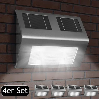 Image de DEUBA® 4x Applique solaire LED applique murale extérieur éclairage terrasse jardin capteur crépusculaire 8h autonomie
