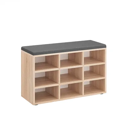 Produktbild von KOMTO Schuhbank mit Sitzfläche - Schuhregal Schuhschrank mit Sitzbank Flur Bank mit Stauraum Garderobenbank Sofia 80 x 50 x 30 cm Sonoma