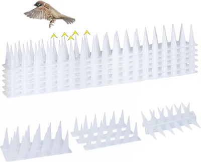 Imagen del producto de Púas protectoras para aves, transparentes, resistentes a los rayos UV, de 1,98 metros de largo, paquete de 6 unidades, para uso en exteriores