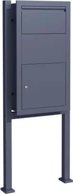 Immagine prodotto di Wiltec set cassetta per pacchi antracite 470 x 220 x 870 mm con supporto, cassetta per pacchi a casa, accettazione pacchi privata adatta a pacchi e piccole confezioni, cassetta per lettere a muro in acciaio