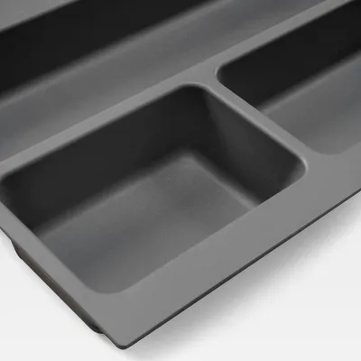 Produktbild von Besteckeinsatz Optima für Schrankbreite 50 cm, Rand schneidbar (B 404-436 x T 418-482), Kunststoff, Anthrazitgrau