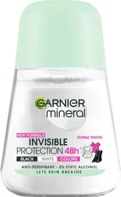 Produktbild von Garnier Mineral Roll-on Deodorant Unsichtbarer Schutz 48h Floral Touch - Schwarz, Weiß, Farben 50 ml