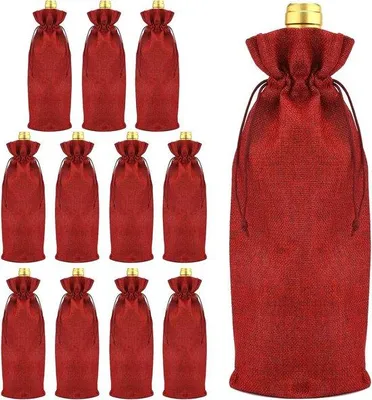 Obrázok produktu pre Červené jutové tašky 16 x 36 cm so šnúrkou