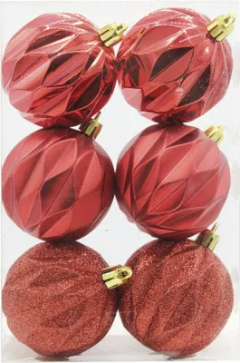 Produktbild von Weihnachtskugeln aus Kunststoff Ø 6 cm rot 6 Stück