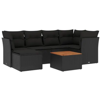 Produktbild von vidaXL 7-tlg. Garten-Sofagarnitur mit Kissen Schwarz Poly Rattan
