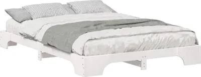 Image de Cadre de lit Blanc 140 x 210 cm Pin massif