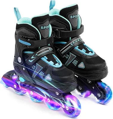 Produktbild von Einstellbare beleuchtete Inline Skates mit leuchtenden Raedern fuer Kinder- und Jugend-Maedchen-Jungen-Inline-Skates (L:39-42)