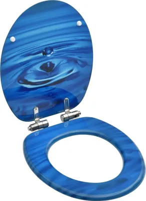 Produktbild von Toilettensitz Soft-Close-Deckel MDF Blau Wassertropfen-Design