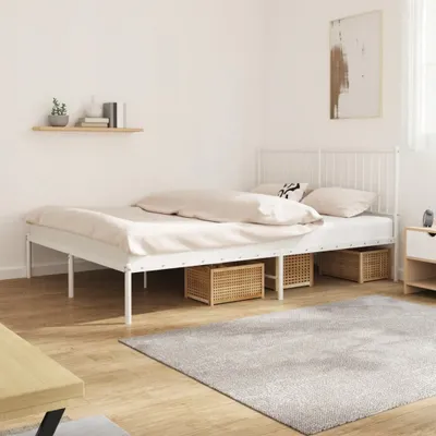 Produktbild von The Living Store Bettgestell mit Kopfteil Metall Weiß 160x200 cm