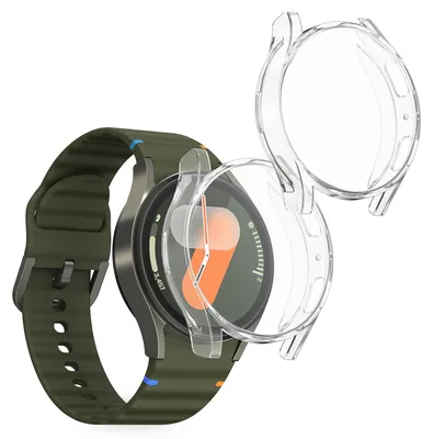 Produktbild von kwmobile 2x Silikon Hülle für Samsung Galaxy Watch 7 40mm Schutzhülle - Fullbody Display Cover Set aus Silikon - Transparent