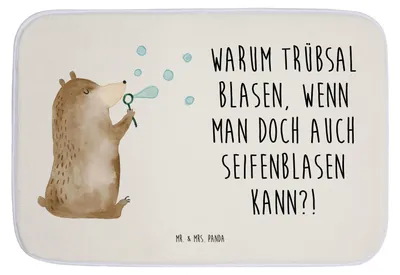 Produktbild von Mr. & Mrs. Panda Badezimmerteppich Bär Seifenblasen - Weiß - Geschenk, duschmatte, Lustig Sein Glücklich Traurig Happy, Badteppich, Teddy, Badvorleger, Badematte