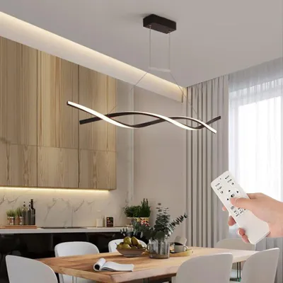 Produktbild von 24W LED Pendelleuchte 80cm Hängelampe Küchenlampe, Dimmbar mit Fernbedienung, Spiralförmige Design Esstischlampe, Perfekt für Salon, Küche, Hotel