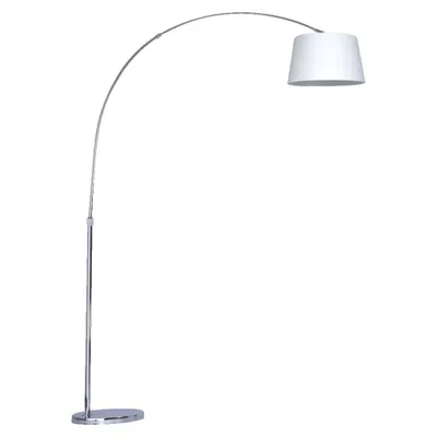 Imagen del producto de Lámpara de pie MEDIAN, 1xE27/40W, cromada, con pantalla de tela blanca
