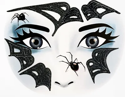 Produktbild von Oblique Unique Spinnennetz Gesicht Sticker Set Tiergesicht Aufkleber für Fasching Karneval Halloween Kinder Motto Party