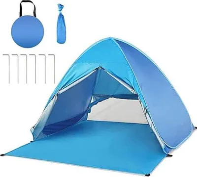 Produktbild von Unyqoos® Pop-up-Strandmuschel – faltbares, tragbares Strandzelt mit Sonnenschutz (UV-Schutz LSF 50), 200×165×130 cm, 2–4 Personen, 1,2 kg, inkl. Tragetasche