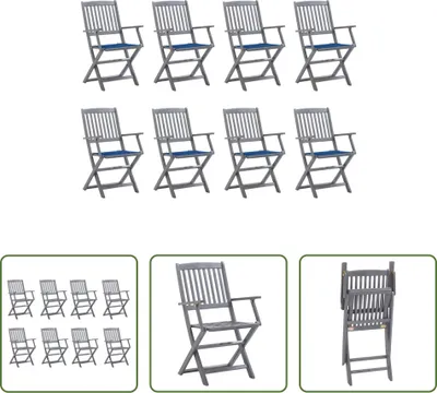 Produktbild von The Living Store Klappbare Gartenstühle 8 Stk. mit Kissen Massivholz Akazie