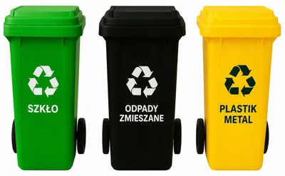 Zdjęcie produktu dla Pojemniki na Śmieci 120l ZESTAW 3 szt. Kosze do Segregacji Odpadów Mocne
