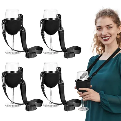 Zdjęcie produktu dla Przenośny uchwyt na kieliszki do wina, idealny na festiwale i imprezy (zestaw 4 sztuk)